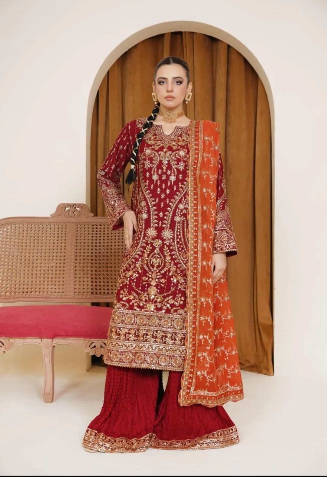 B 100 MAROON ORANGE