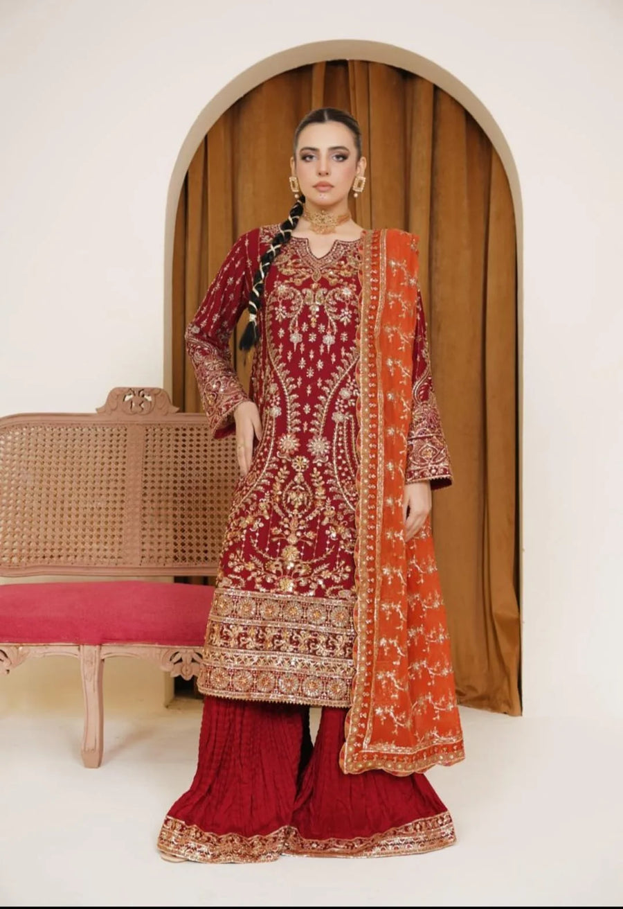 B 100 MAROON ORANGE